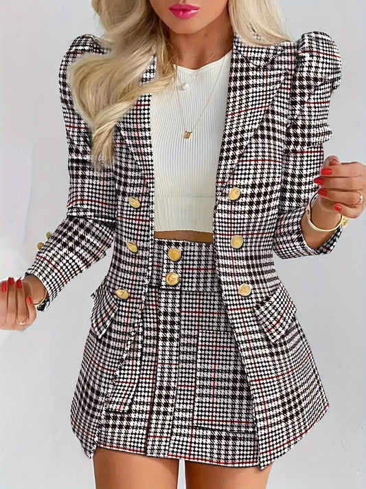 Elevate Your Style with Fashion501 Boutique's Plus-Size Plaid Two-Piece Suit