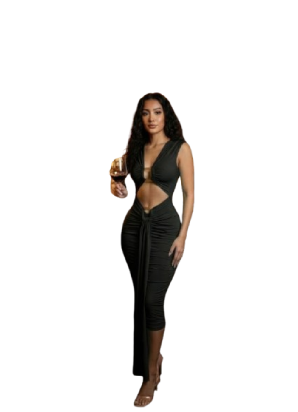 Black bodycon midi dress with cutout design Fashion501 Boutique