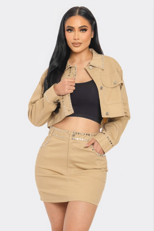 Embroidered cropped skirt set  Fashion501 Boutique