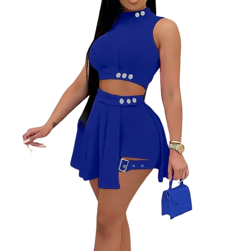 Two Piece Crop Top Asymmetric Skirt Set