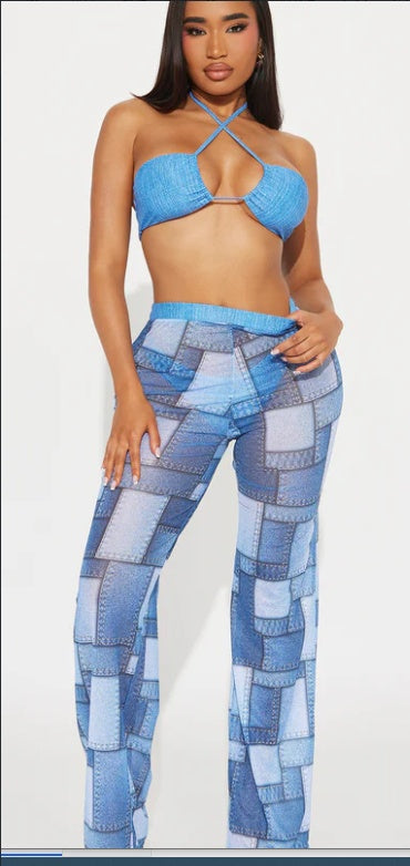 Shop the Abigale 3 Piece Denim Bikini Pants Set at Fashion501 Boutique. A trendy, versatile denim set perfect for summer styling. Fast shipping! - Fashion501 Boutique