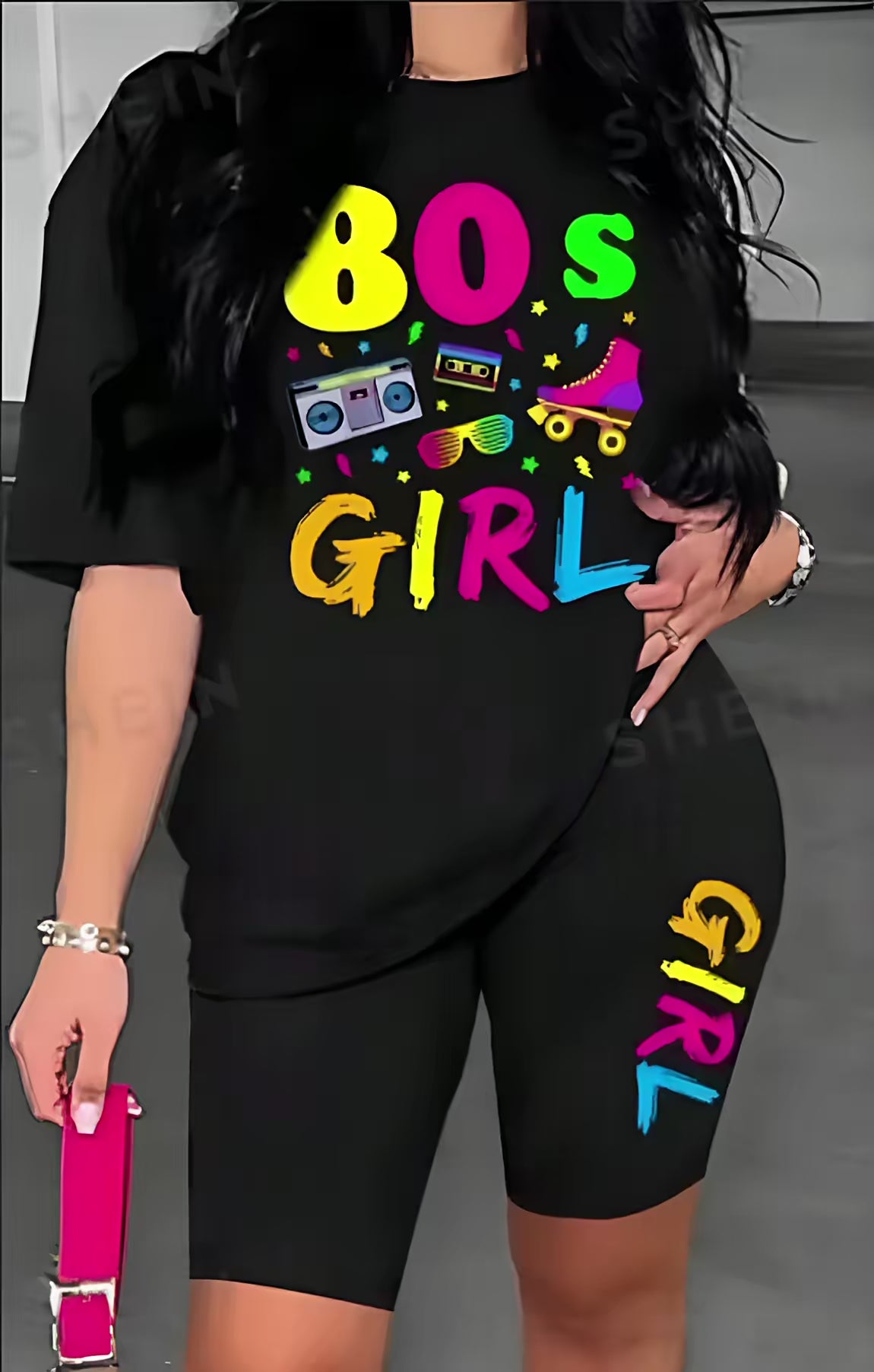 Women's Letter Printed Round Neck T-Shirt And Shorts Set Fashion501 Boutique