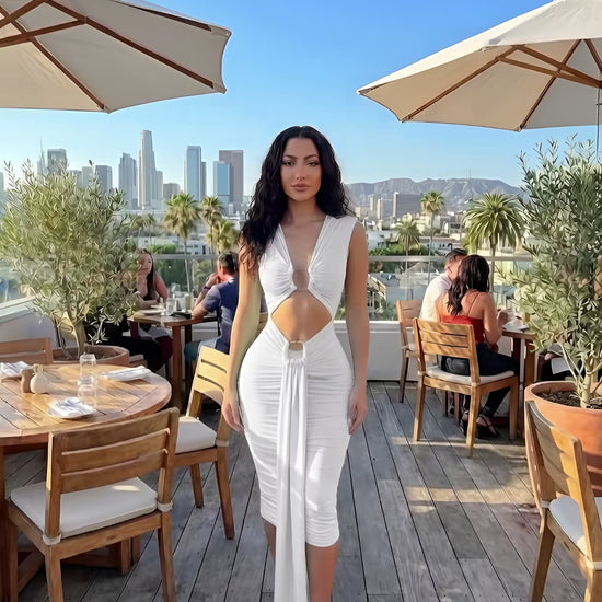 White Body-con Midi Dress In A Vibrant Fashion501 Boutique
