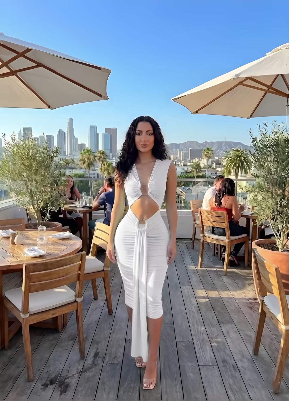White Body-con Midi Dress In A Vibrant Fashion501 Boutique
