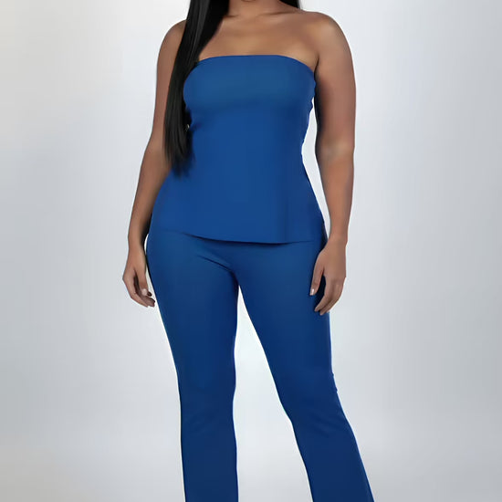 Plus Size Ultra-fine Ribbed Slit Tube Top & High-waist Flare Pants Set  Fashion501 Boutique