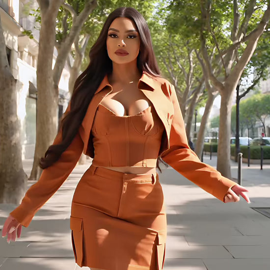 Cognac Dreams Skirt Set  Fashion501 Boutique
