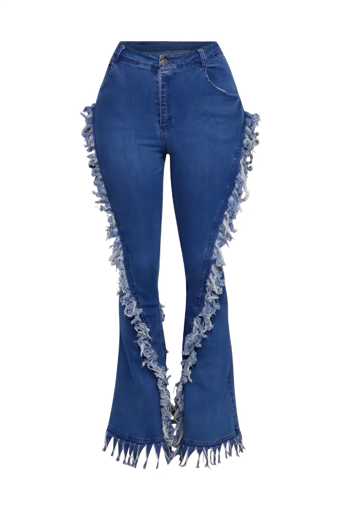 Distressed Fringe Denim Flared Black Jeans  Fashion501 Boutique