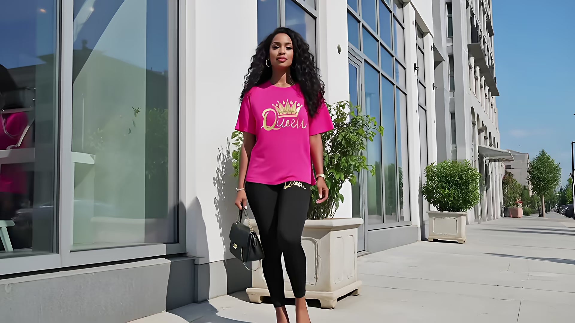 Fashionable Crown & Letter Print Short Sleeve Top And Leggings Set, Two Piece  Fashion501 Boutique