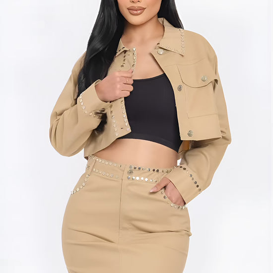 Embroidered cropped skirt set  Fashion501 Boutique