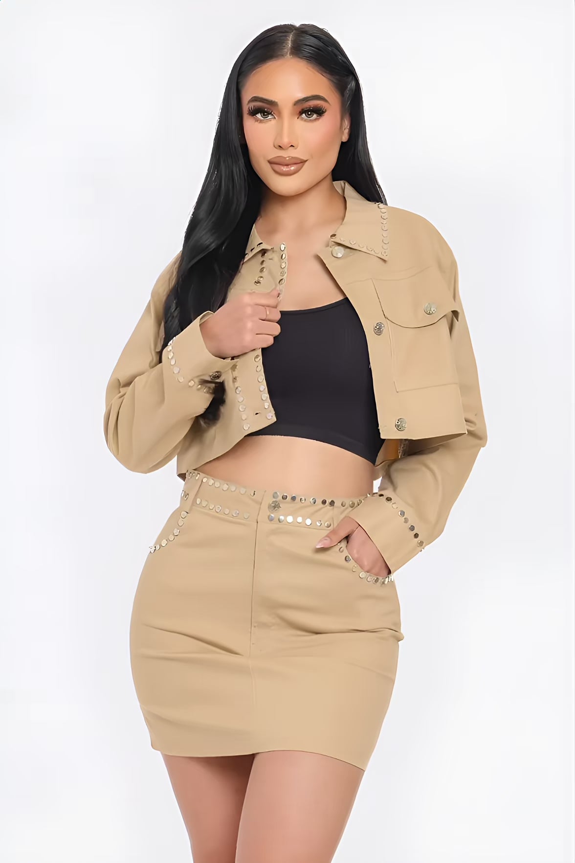 Embroidered cropped skirt set  Fashion501 Boutique